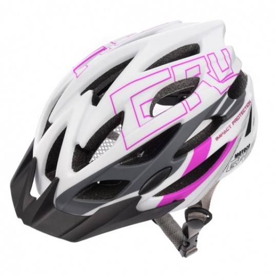 kask Meteor Gruver M(55-58cm) biało/szary/bakł. -zdjęcie numer 1
